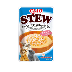 INABA CIAO  STEW CHICKEN WITH SCALOP Kurczak z przegrzebkami - potrawka w sosie - karma uzupełniająca dla kota - 40 g