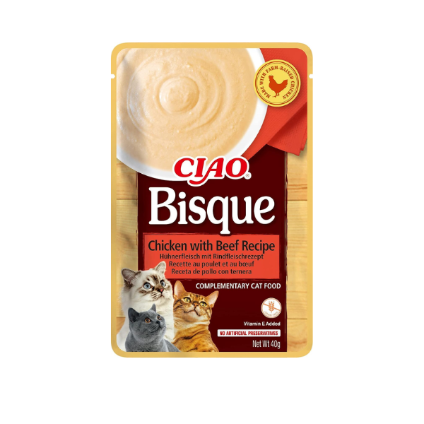 INABA CIAO BISQUE CHICKEN WITH BEEF Kurczak z wołowiną - kremowa zupa - karma uzupełniająca dla kota - 40 g.png