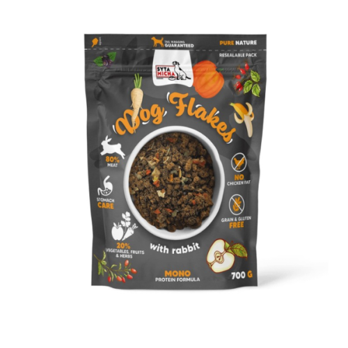 Syta Micha Suszona powietrzem karma dla psów DOG FLAKES  - Królik - 700 g.png