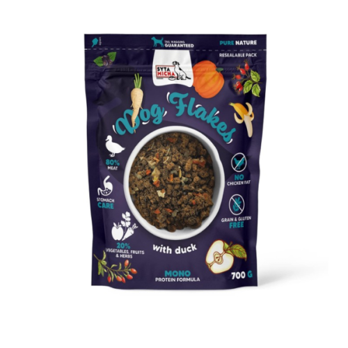 Syta Micha Suszona powietrzem karma dla psów DOG FLAKES  - Kaczka - 700 g.png