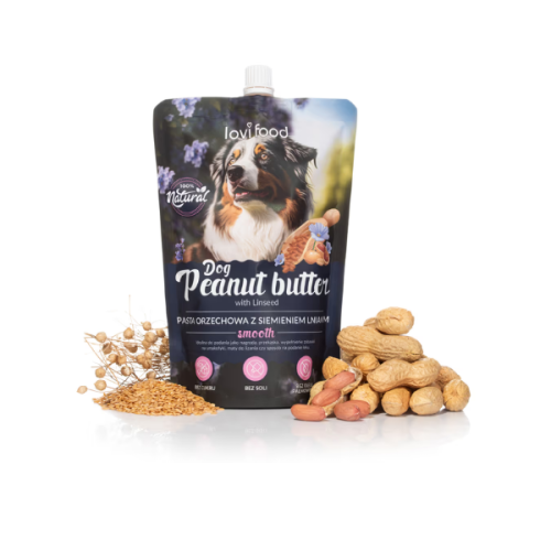 LOVI FOOD Pasta orzechowa z siemieniem lnianym Peanut Butter with Linseed dla psa i kota - 300 g  (2).png