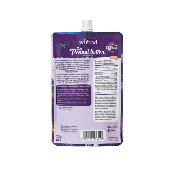 LOVI FOOD Pasta orzechowa z borówkami Peanut Butter with Blueberry dla psa i kota - 300 g (3).png