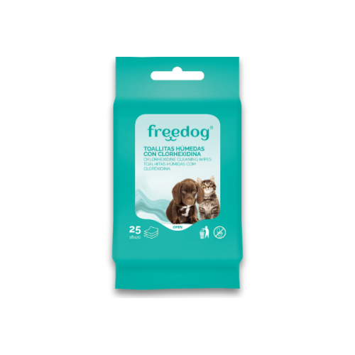 FREEDOG CHUSTECZKI PIELĘGNACYJNE Z CHLORHEKSYDYNĄ dla psów i kotów 25 szt..png