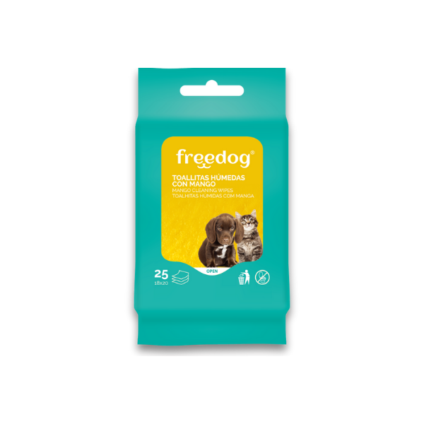 FREEDOG CHUSTECZKI PIELĘGNACYJNE Z MANGO dla psa i kota 25 szt..png