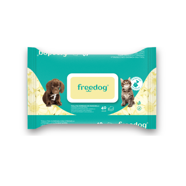 FREEDOG CHUSTECZKI PIELĘGNACYJNE Z RUMIANKIEM DLA PSA I KOTA  40 szt..png