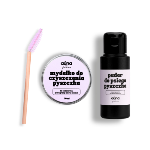 AUNA ZESTAW na zacieki pod oczami dla psów -  MYDŁO + SZCZOTKA + PUDER (2).png