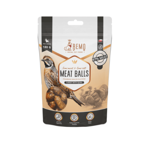 BEMO Półmiękkie smaczki z indykiem i przepiórką dla psów - 180 g.png
