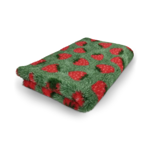 DRY BED Legowisko antypoślizgowe dla psów -  zielone w truskawki.png