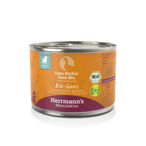HERRMANN'S Manufaktur BIO -  Ekologiczna karma monobiałkowa z gęsiny dla kociąt - 200 g.png