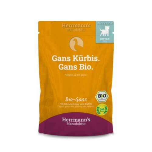 HERRMANN'S Manufaktur BIO -  Ekologiczna karma monoproteinowa z gęsiny dla kociąt - 100 g.png