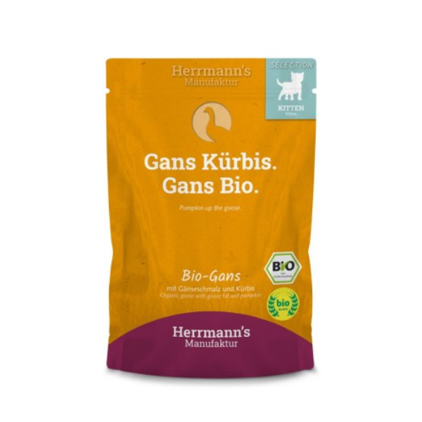 HERRMANN'S Manufaktur BIO -  Ekologiczna karma monoproteinowa z gęsiny dla kociąt - 100 g.png