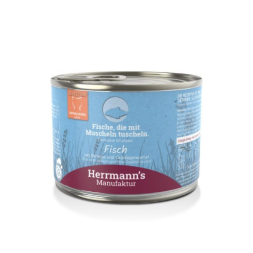 HERRMANN'S Manufaktur Karma pełnoporcjowa z rybami i krewetkami dla kotów - 200 g.png