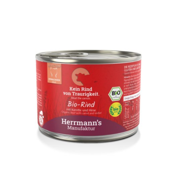 HERRMANN'S Manufaktur BIO - Ekologiczna karma monobiałkowa z wołowiną i marchewką dla kotów - 200 g.png