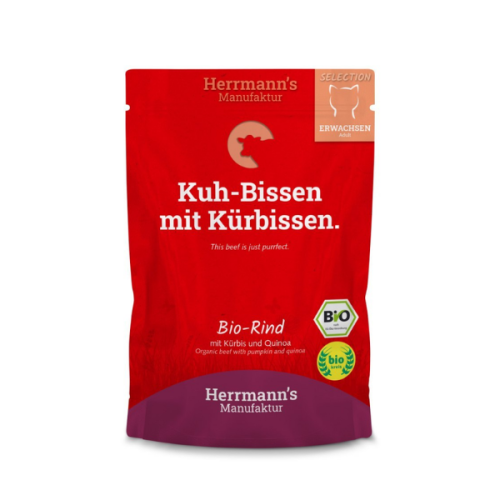 HERRMANN'S Manufaktur BIO - Ekologiczna karma monobiałkowa z wołowiną i dynią dla kotów - 100 g.png