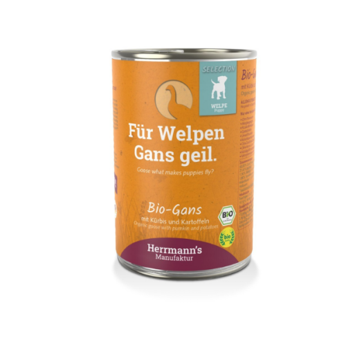 HERRMANN'S Manufaktur BIO -  Ekologiczna karma monobiałkowa z gęsiny dla szczeniąt - 400 g.png
