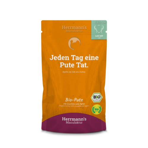 HERRMANN'S Manufaktur BIO - Ekologiczna karma monobiałkowa z indyka i cukinią dla psów  - 150 g.png