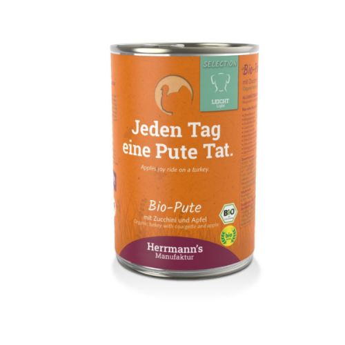 HERRMANN'S Manufaktur BIO - Ekologiczna karma monobiałkowa z indyka i cukinią dla psów - 400 g.png