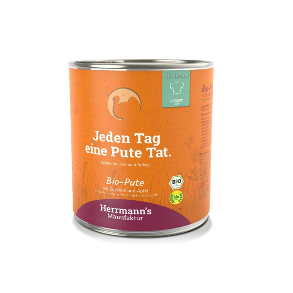 HERRMANN'S Manufaktur BIO - Ekologiczna karma monobiałkowa z indyka i cukinią dla psów - 800 g.png