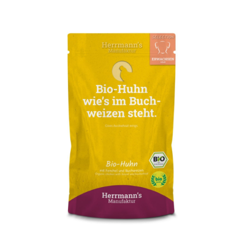 HERRMANN'S Manufaktur HERRMANN'S BIO Ekologiczna karma z kurczaka i koprem włoskim dla dorosłych psów -150 g.png