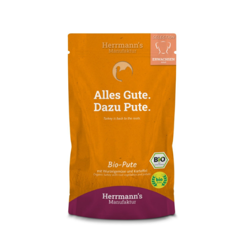 HERRMANN'S Manufaktur BIO Ekologiczna karma z indykiem i warzywami dla dorosłych psów - 150 g.png