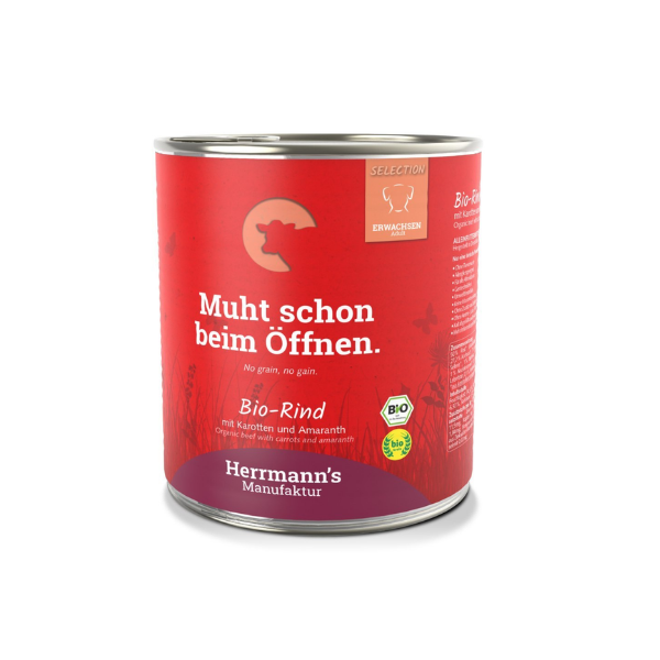 HERRMANN'S Manufaktur BIO Ekologiczna karma z wołowiną i marchewką dla dorosłych psów -800 g.png