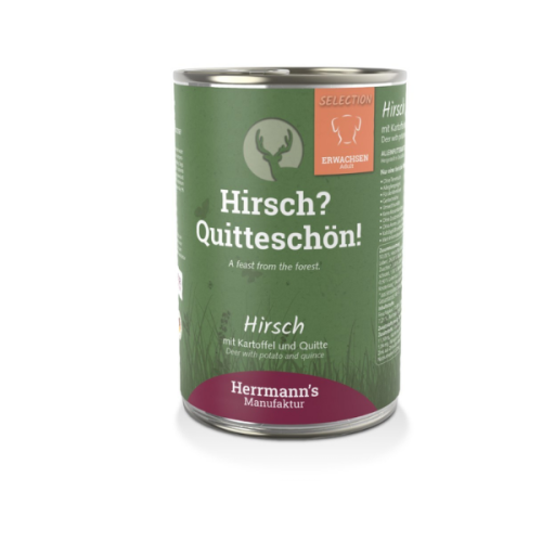 HERRMANN'S Manufaktur Karma jeleniem i pigwą dla dorosłych psów - 400 g.png