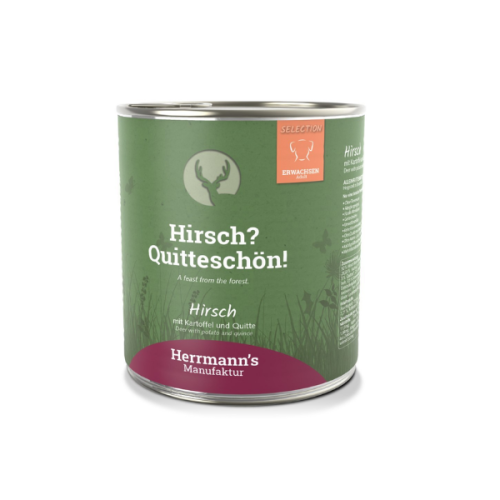 HERRMANN'S Manufaktur Karma jeleniem i pigwą dla dorosłych psów - 800 g.png