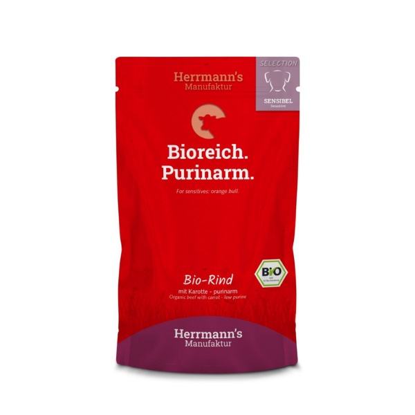 HERRMANN'S Manufaktur Bio - Ekologiczna karma z wołowiną - niska zawartość puryn - 150 g.png