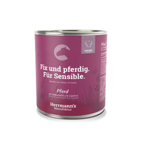 HERRMANN'S Manufaktur Karma z koniną, cukinią i batatami dla psów z wrażliwym układem pokarmowym - 800 g.png