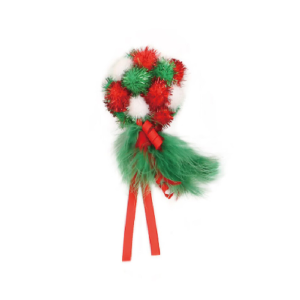 BUBA Świąteczny pompon z piórem - zabawka dla kota