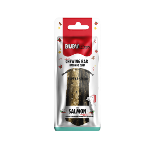 BUBA Bubalicious XMAS Baton ze skóry dorsza z dodatkiem łososia, żurawiny i rozmarynu dla psów - 12 cm.png