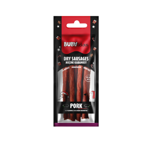 BUBA BUBAlicious More Meat XMAS Kabanosy dla psów i kotów - wieprzowina z dodatkiem rozmarynu - 70 g.png