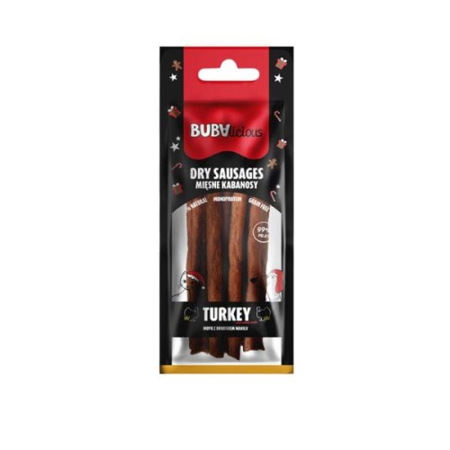 BUBA BUBAlicious More Meat XMAS Kabanosy dla psów i kotów - indyk z dodatkiem wanili - 70 g