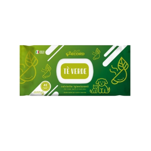 Record Uniwersalne chusteczki do czyszczenia sierści, oczu, uszu psa i kota - zapach zielonej herbaty - 40 szt..png