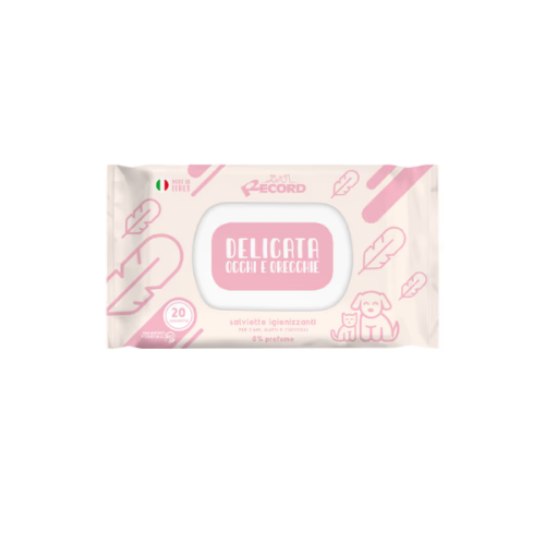 Record Uniwersalne chusteczki do czyszczenia sierści, oczu, uszu psa i kota - nieperfumowane - 20 szt..png