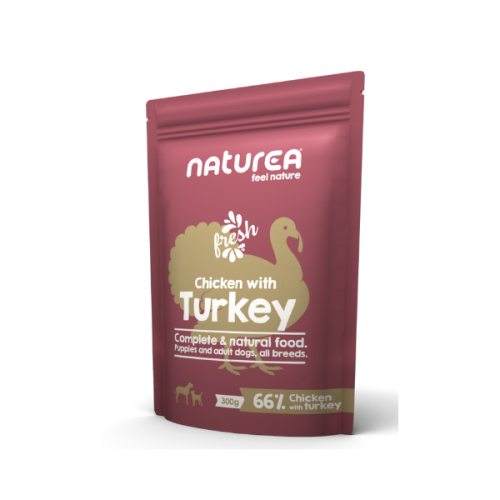 NATUREA Karma mokra dla szczeniąt i psów - kurczak z indykiem - 300 g.png