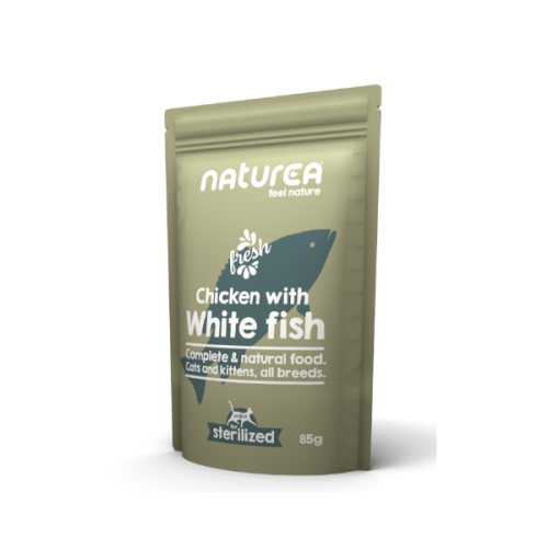 NATUREA CHICKEN WITH WITE FISH Karma dla kotów sterylizowanych - kurczak z białą rybą - 85 g   (1).png
