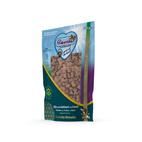 RENSKE Ciasteczka z kurczakiem, indykiem i kaczką dla psa - 200 g.png