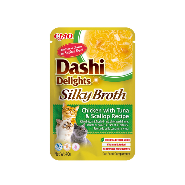 Inaba Dashi Delights Silky Broth - kurczak z tuńczykiem i przegrzebkami - karma uzupełniająca w bulionie dla kota - 40 g  (3).png