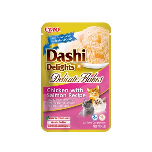 Inaba Dashi Delights Delikate Flakes - kurczak z łososiem - karma uzupełniająca w delikatnej galaretce dla kota - 40 g (1).png