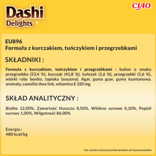 Inaba Dashi Delights Delikate Flakes - kurczak z tuńczykiem i przegrzebkami - karma uzupełniająca w delikatnej galaretce dla kota - 40 g (1).png