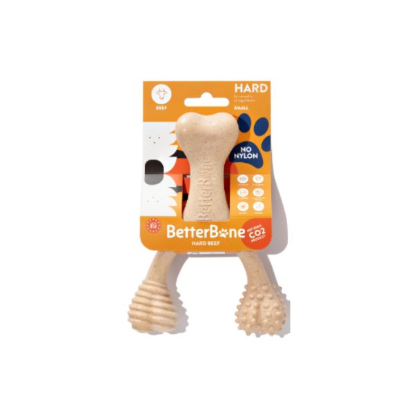 BETTERBONE SMALL HARD BEEF Gryzak z bezpiecznej celulozy roślinnej dla małych i średnich psów - z wołowiną  (1).png