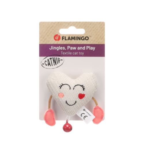 Flamingo Zabawka dla kota z kocimiętką - Serce beżowe  (2).png