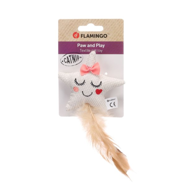 Flamingo Zabawka dla kota z kocimiętką - Gwiazdka beżowa  (3).png