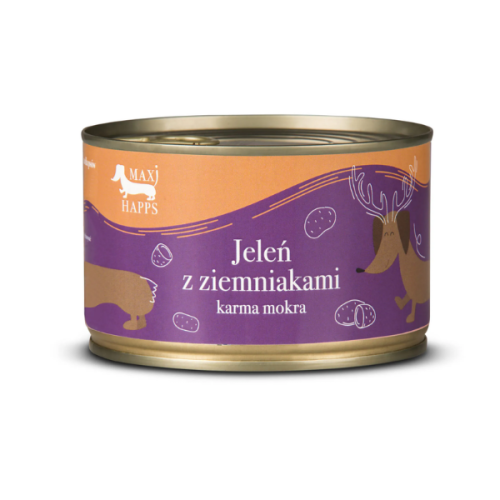 MAXI HAPPS Karma pełnoporcjowa - jeleń z ziemniakami dla psów - 410 g (1).png