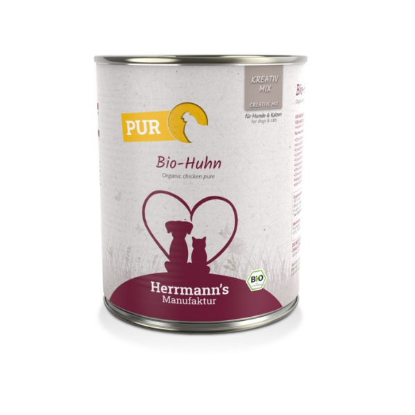 HERRMANN'S MANUFAKTUR BIO Karma z ekologicznego kurczaka dla psów i kotów - 800 g.png