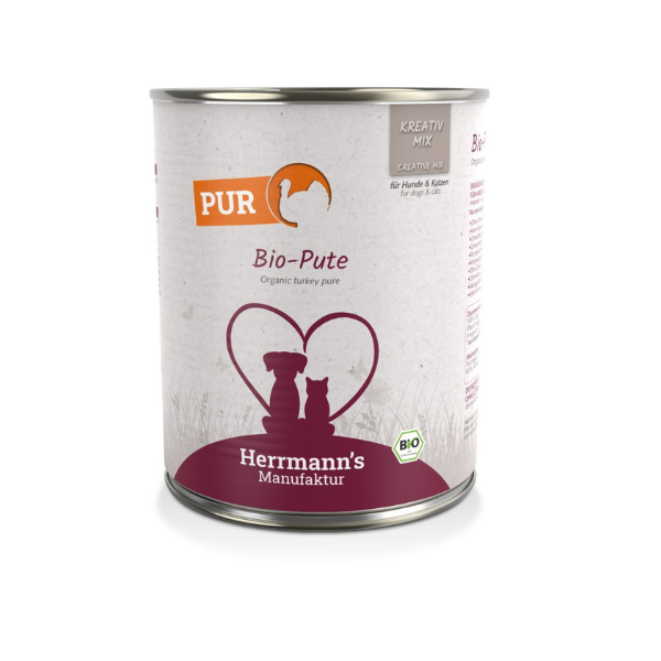 HERRMANN'S MANUFAKTUR BIO Karma z ekologicznego indyka dla psów i kotów - 800 g.png