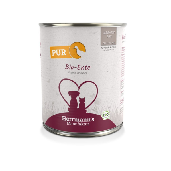 HERRMANN'S MANUFAKTUR BIO Karma z ekologicznej kaczki dla psów i kotów - 800 g.png