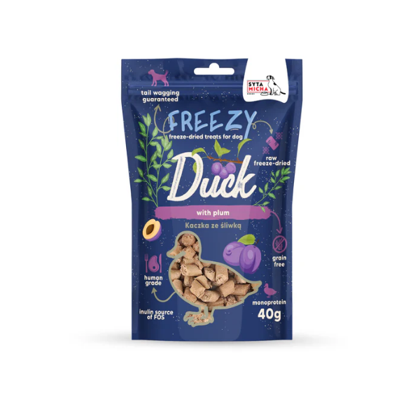 SYTA MICHA FREEZY Liofilizowane przysmaki dla psa - kaczka ze śliwką - 40 g.png