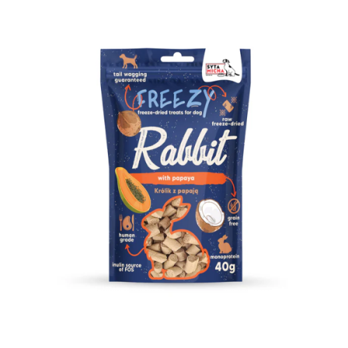 SYTA MICHA FREEZY Liofilizowane przysmaki dla psa - królik z papają - 40 g.png
